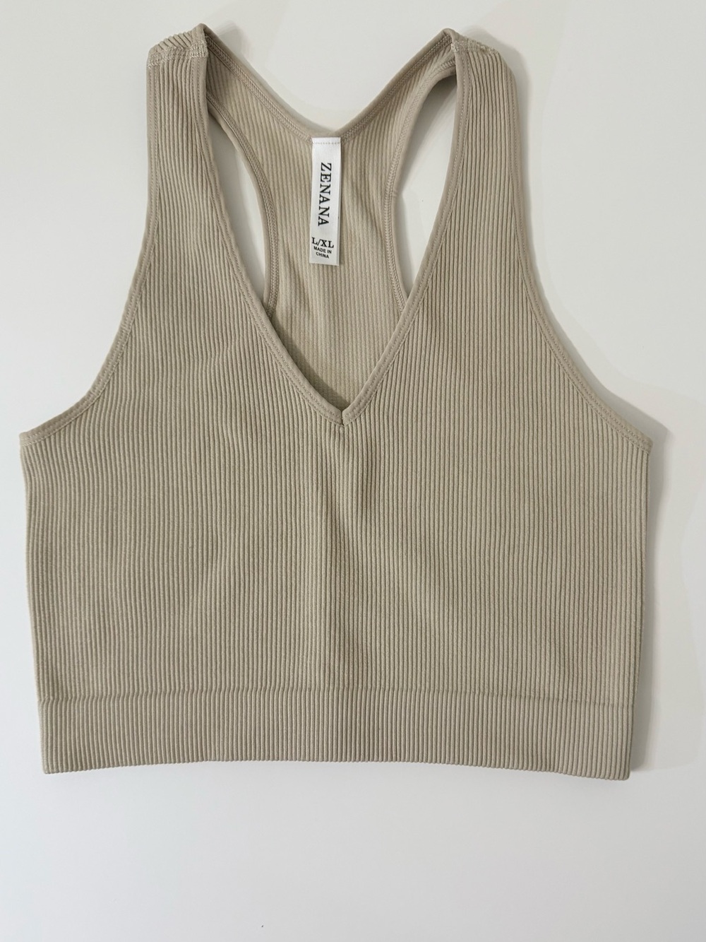 Zenana Ribbed Cropped Racerback Tank Top Brami, L/XL  38A thru 40DD